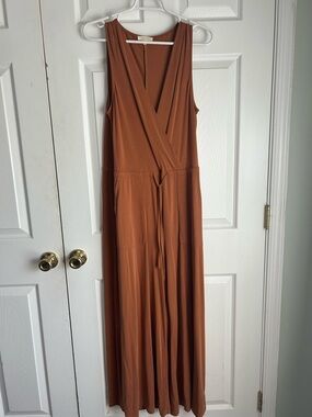 Sleeveless Rust Brown Wrap Jumpsuit
